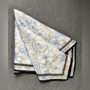 Vintage Rudolph Valentino Floral Pattern Metallic Detailed Handkerchief Bandana